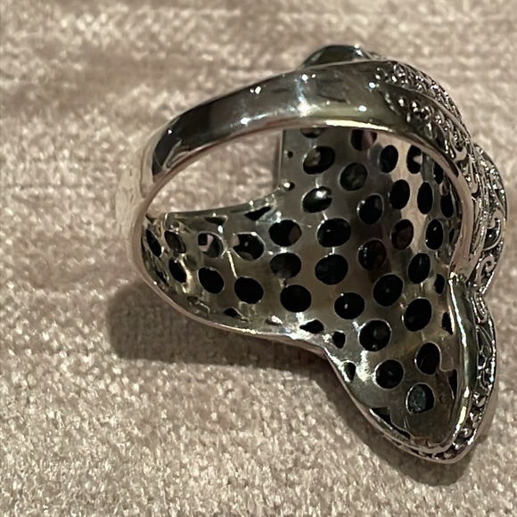 Purple Amethyst Sterling Silver Ring 925 Ornate Setting Size 8 - Picture 4 of 10